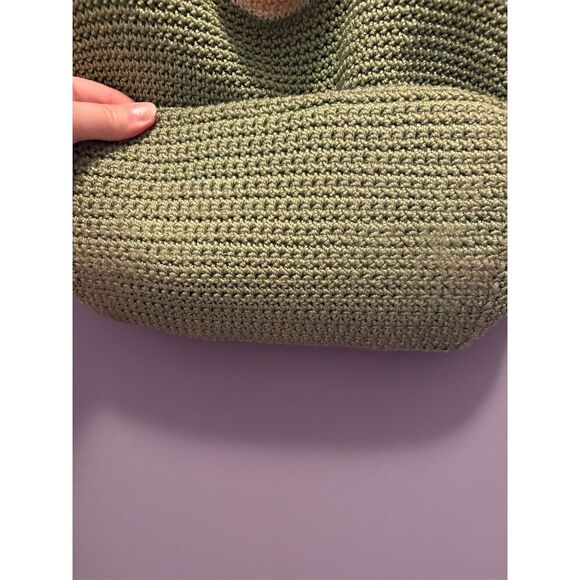 The Sak Women's Green Tan Crochet Shoulder Bag Tote - Picture 5 of 11